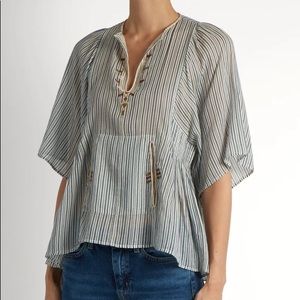 Isabel Marant embroidered Striped Blue and White Top